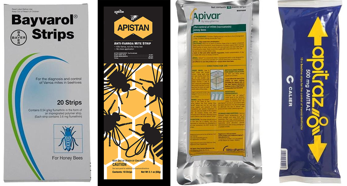Figure 2: The four synthetic miticide products discussed in this fact sheet.